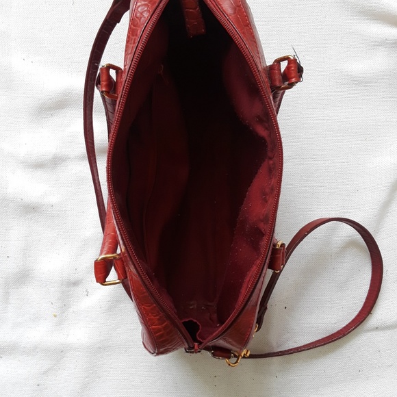 {Preston & York} Red Faux Croc Embossed Bowler Bag - Picture 8 of 8